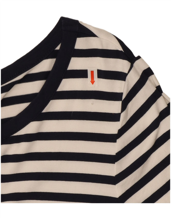 Vestido bainha feminino Marks & Spencer UK 12 viscose listrada azul marinho médio