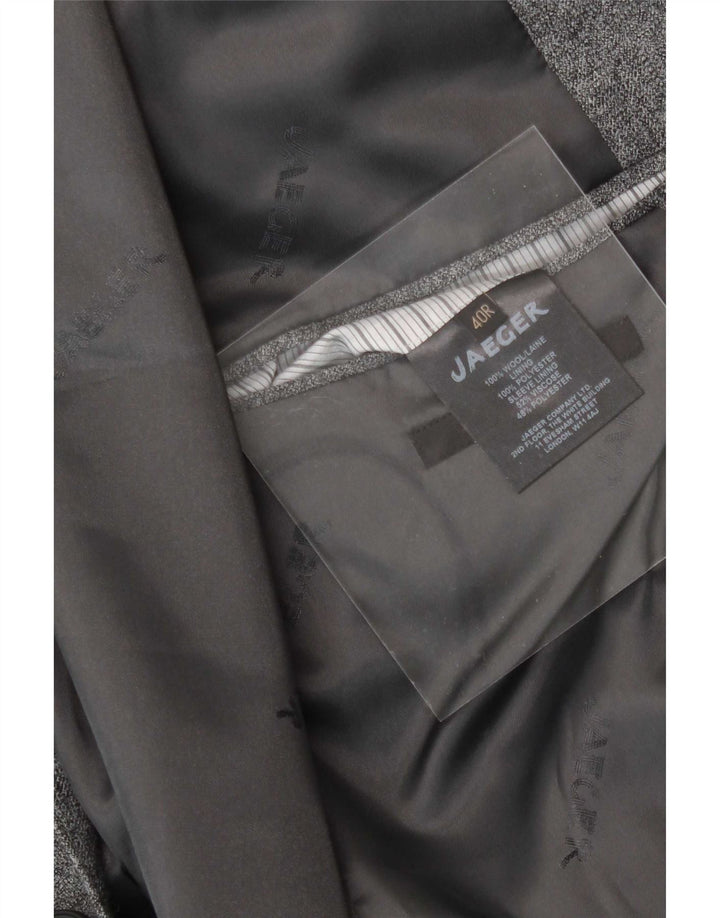 Jaqueta blazer masculina Jaeger com 2 botões Reino Unido 40 grande lã cinza