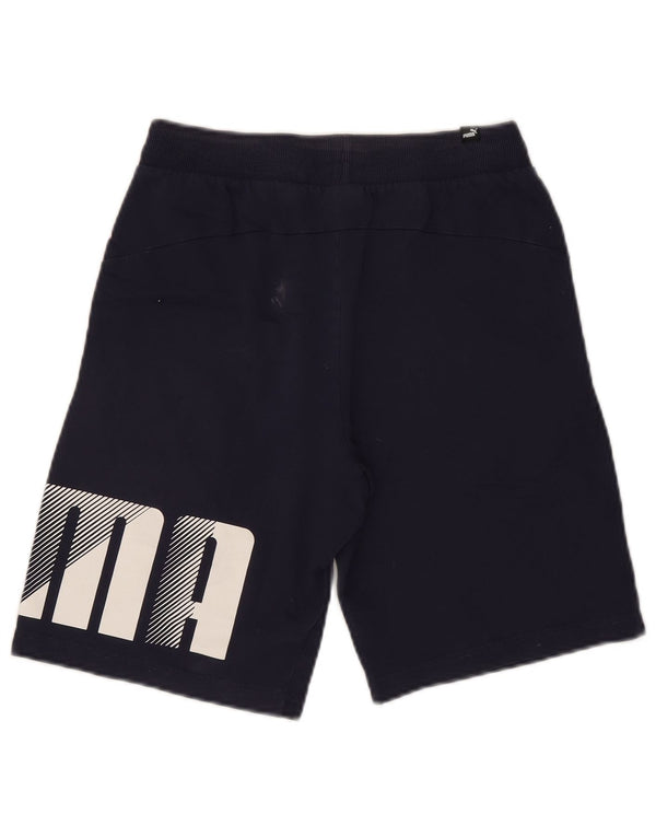 Shorts esportivos masculinos Puma Graphic pequenos algodão azul marinho
