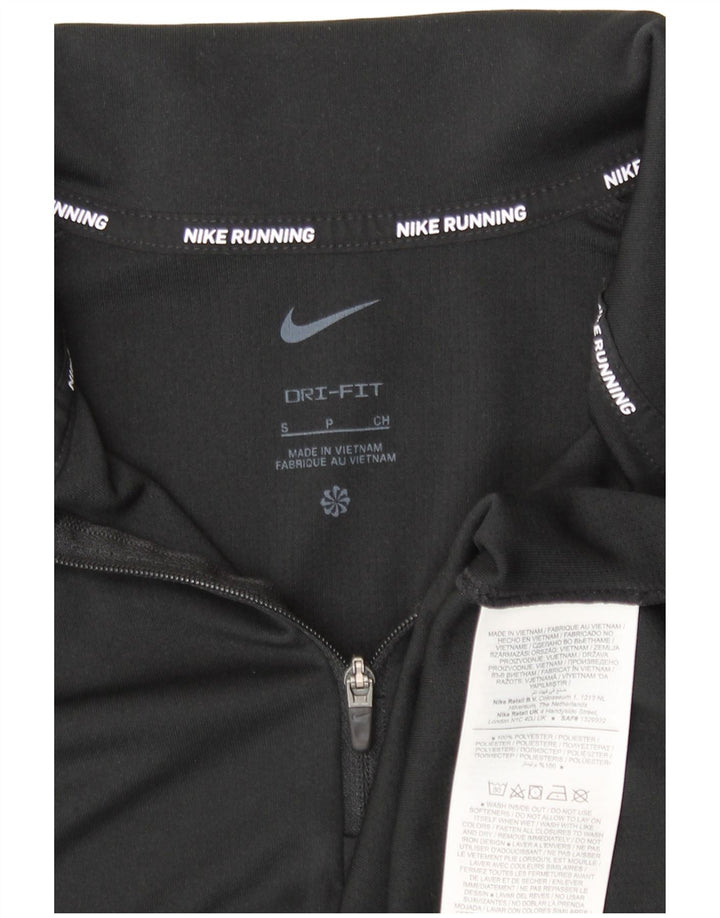 Nike Mens Running Zip Neck Top Manga Longa Pequeno Esporte Preto Poliéster