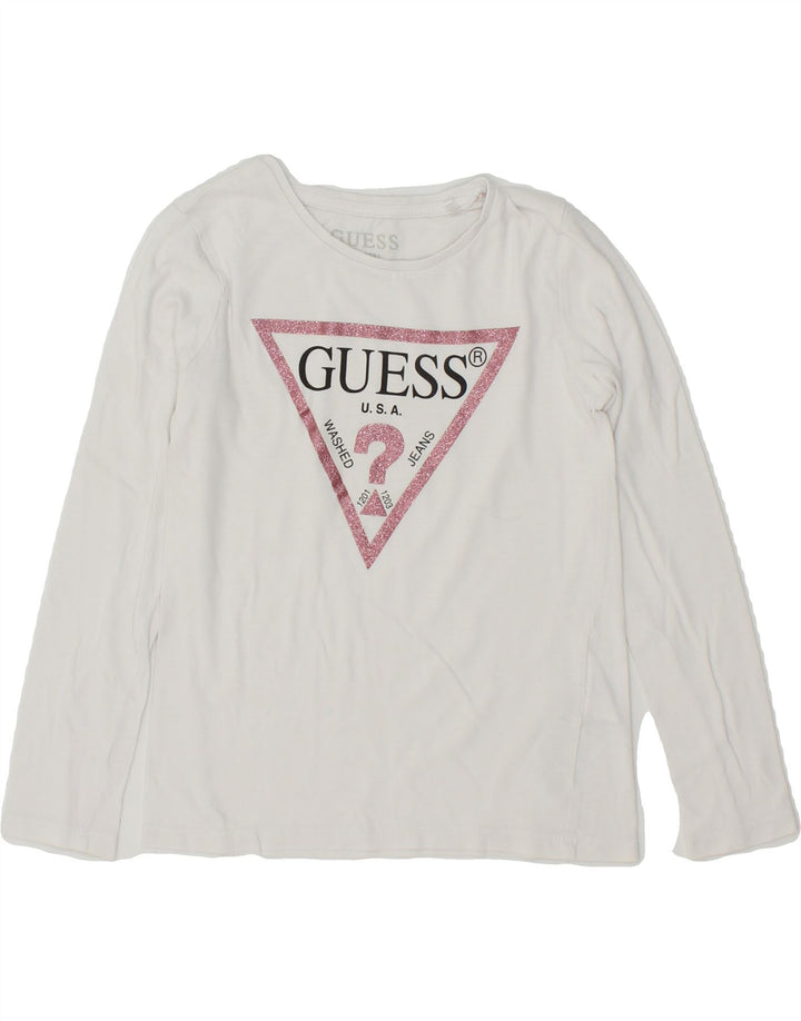 GUESS Girls Graphic Top Long Sleeve 6-7 Years White Cotton Vintage Guess and Second-Hand Guess from Messina Hembry 
