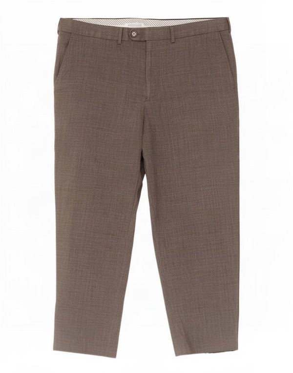 Calça masculina de terno reto Marks & Spencer W38 L27 poliéster cinza