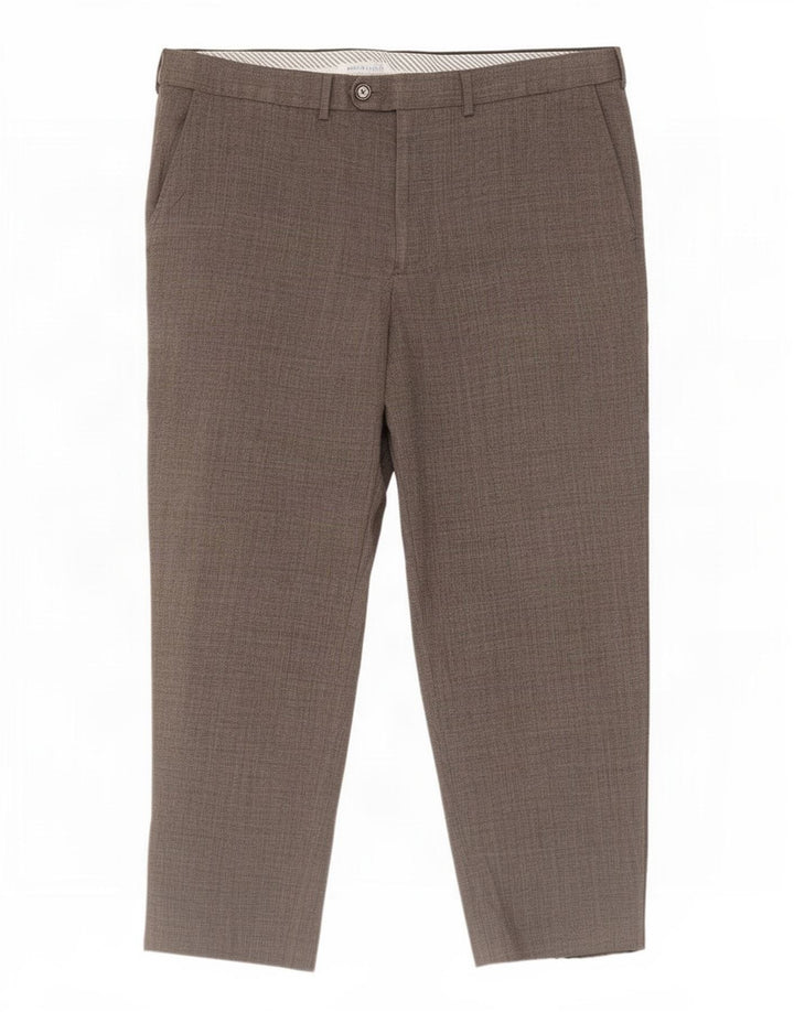 Calça masculina de terno reto Marks & Spencer W38 L27 poliéster cinza
