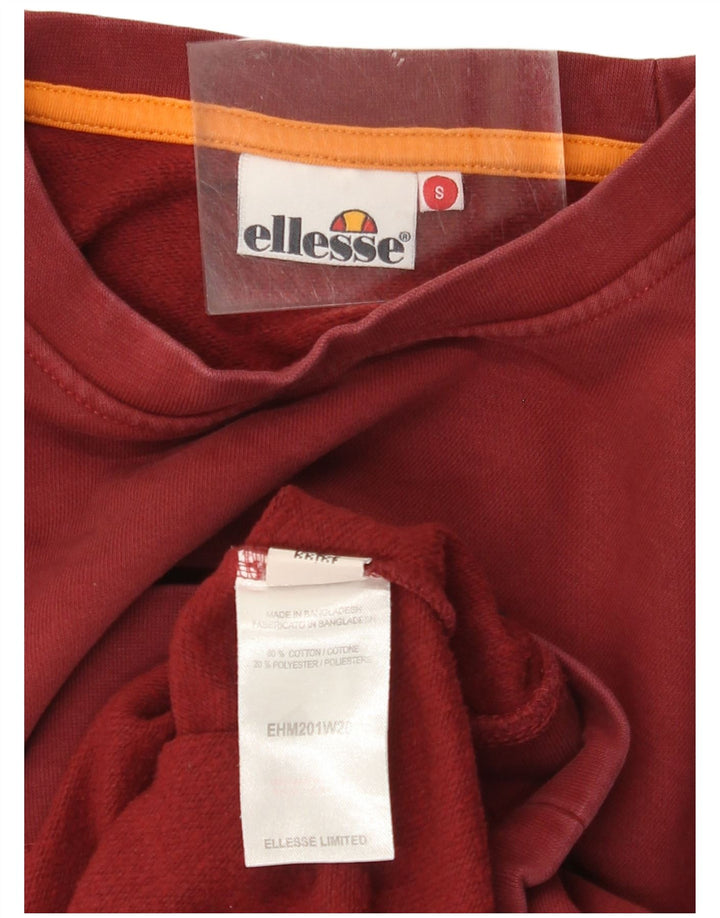 ELLESSE Mens Graphic Sweatshirt Jumper Small Burgundy Cotton