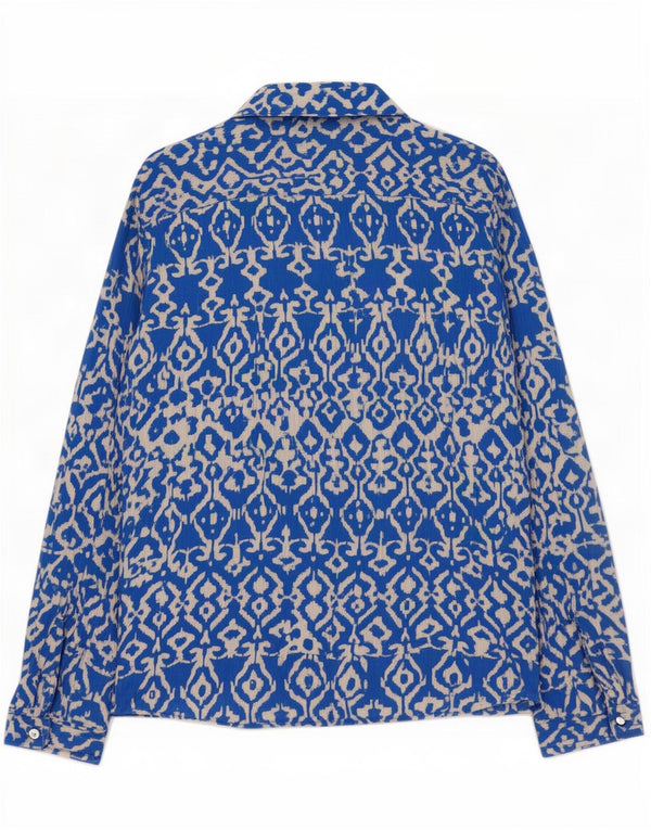 Blusa feminina Zara UK 12 azul médio Ikat Viscose