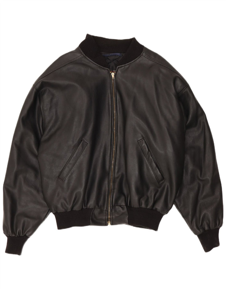 Jaqueta de couro masculina vintage UK 42 XL preta