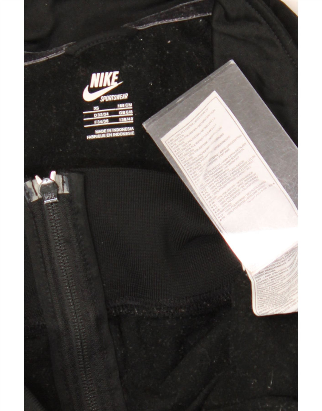 Nike Womens Tracksuit Top Jacket UK 6/8 XS Preto Listrado Poliéster