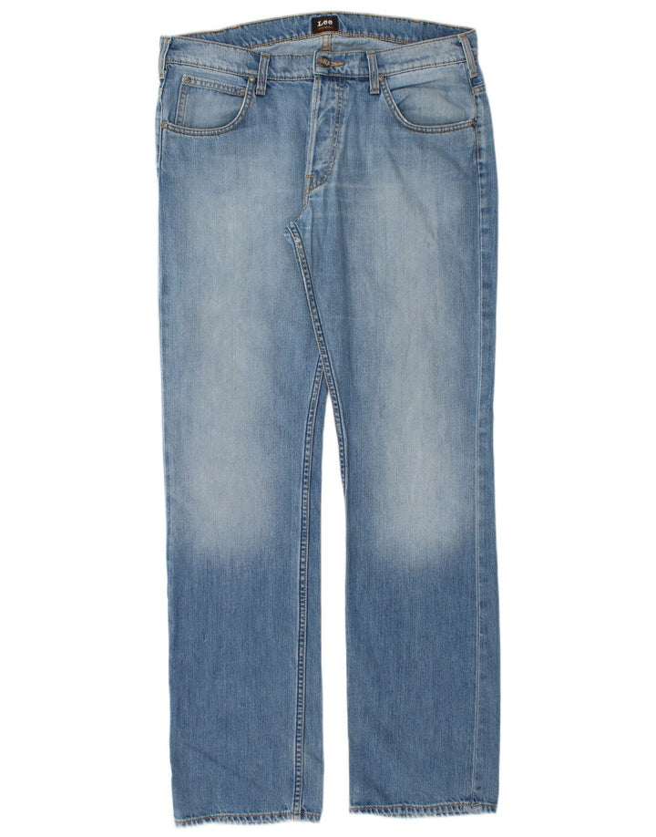 Lee Mens Knox Straight Jeans W34 L34 Azul Algodão