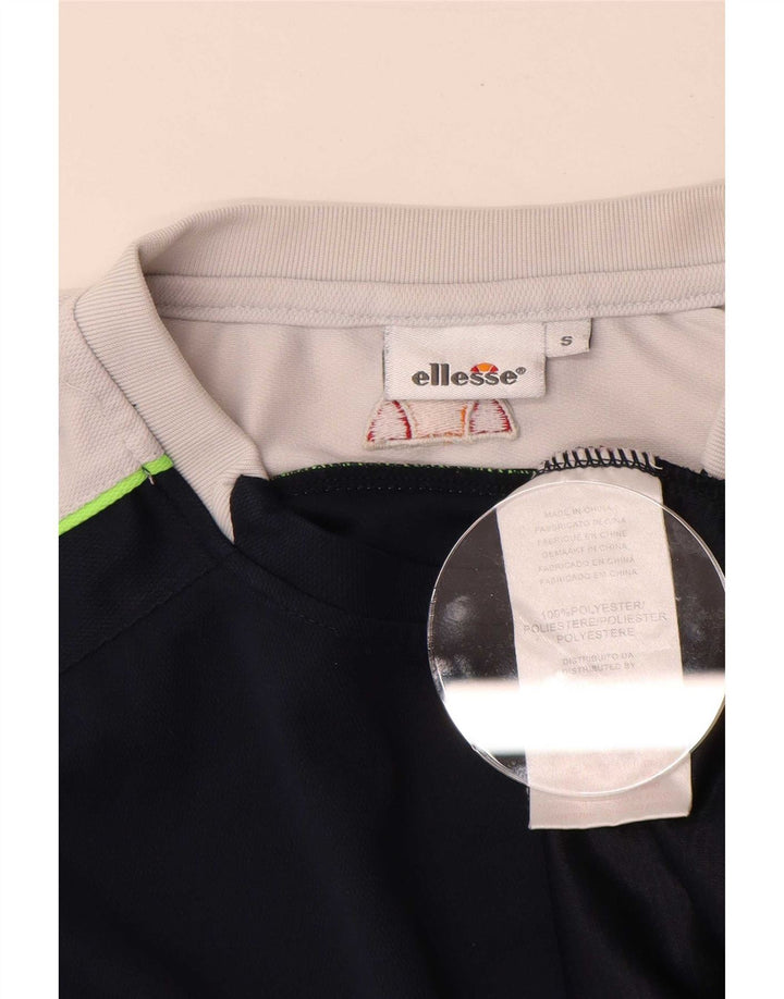 Ellesse Camiseta masculina gráfica top pequeno azul marinho colorblock poliéster