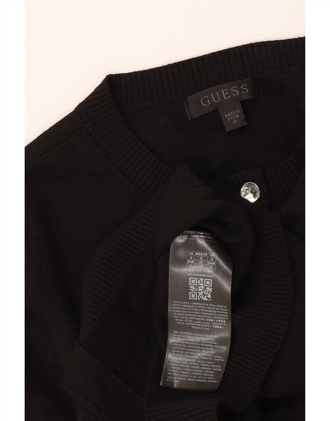 Suéter feminino Guess Crop Cardigan UK 12 poliéster preto médio