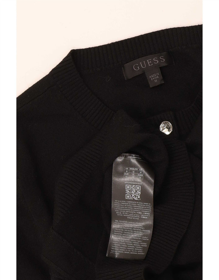 Suéter feminino Guess Crop Cardigan UK 12 poliéster preto médio