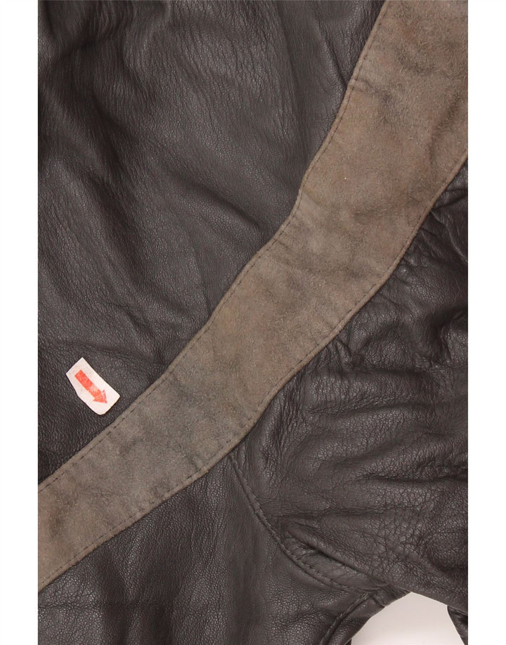 Jaqueta feminina Lavorazione Artigiana IT 44 couro colorblock cinza médio