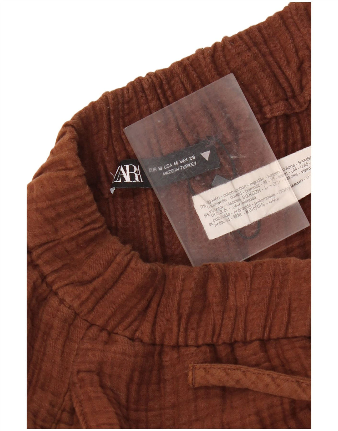 Calça feminina casual slim Zara médio W28 L28 algodão marrom