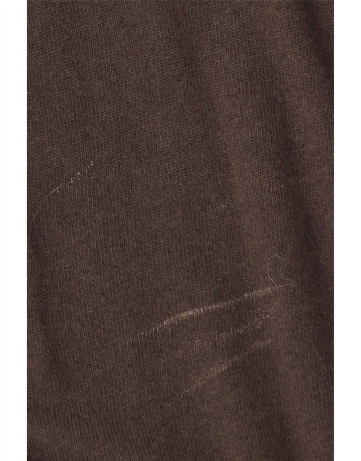 Suéter feminino Benetton com gola redonda, lã marrom médio