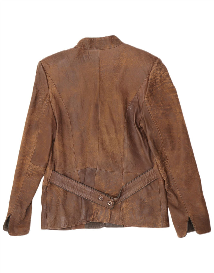 Jaqueta blazer feminina vintage com 1 botão EU 38 bloco colorido marrom médio