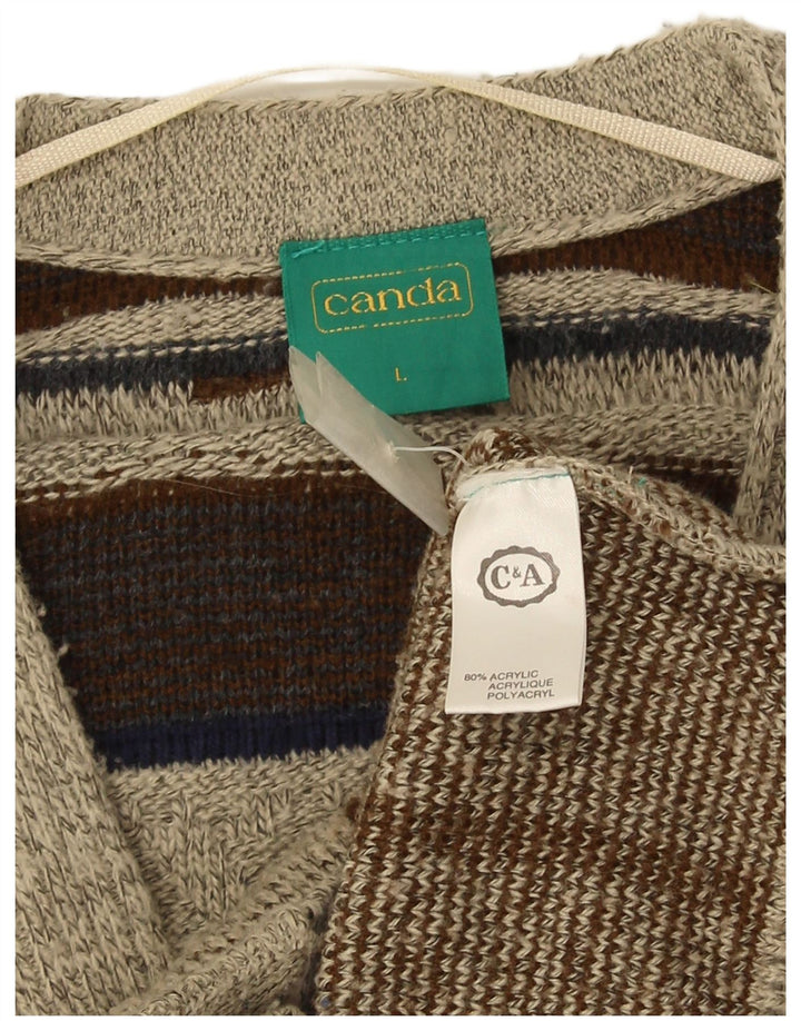 Canadá Suéter Cardigan Masculino Grande Acrílico Geométrico Cinza