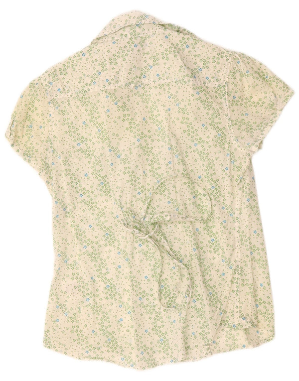 Blusa feminina de manga curta White Stuff UK 12 algodão floral médio