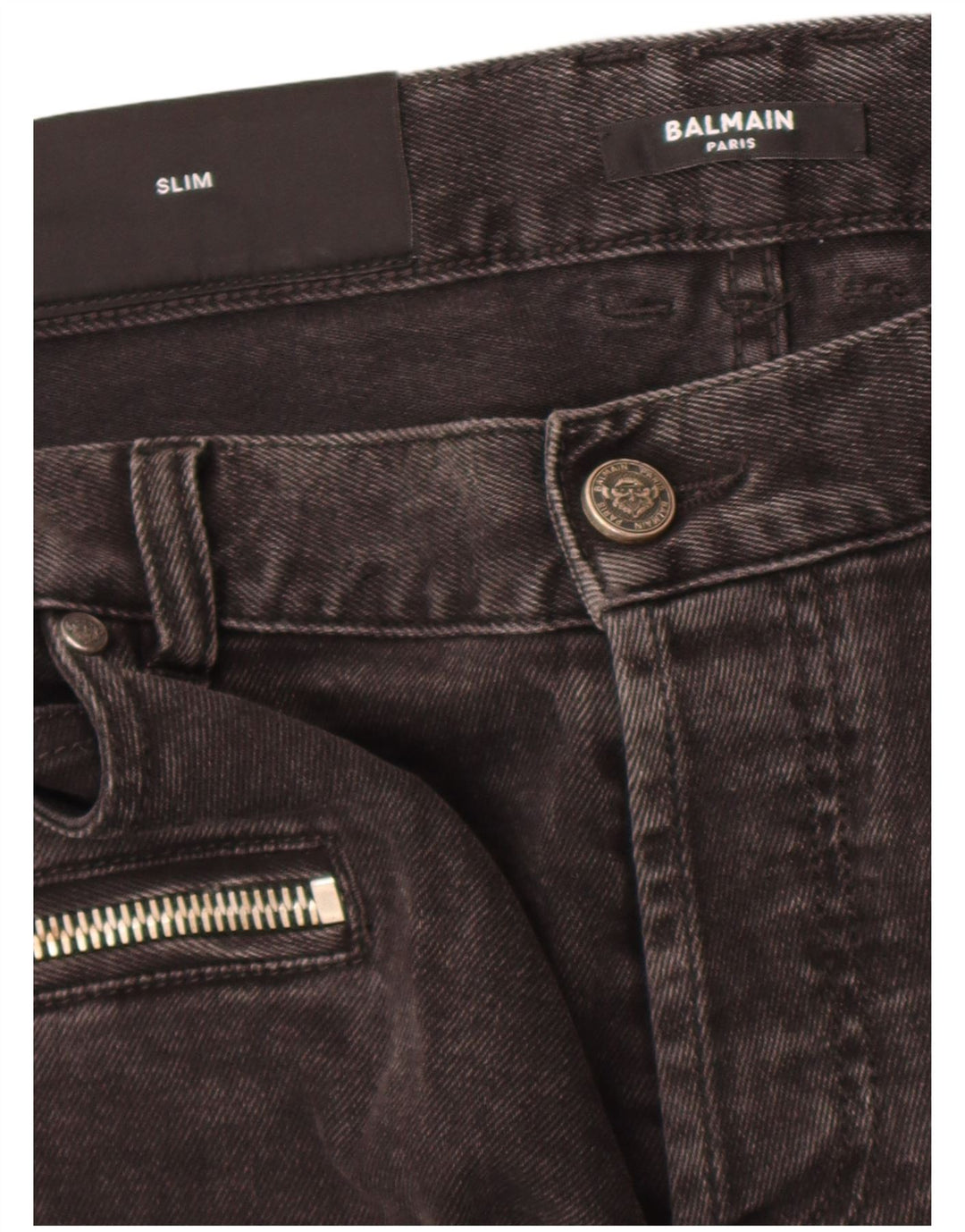 Balmain Masculino Slim Jeans W34 L30 Algodão Cinza