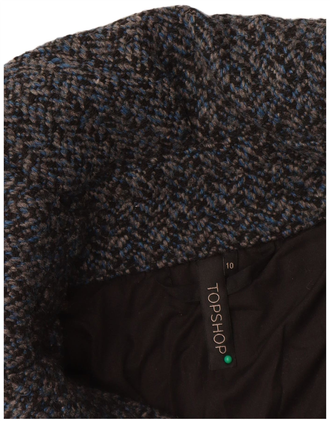 Jaqueta bomber feminina Topshop Reino Unido 10 poliéster espinha de peixe azul pequeno