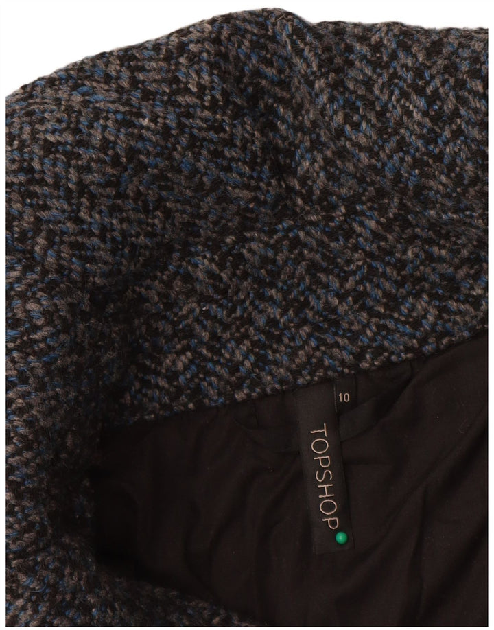 Jaqueta bomber feminina Topshop Reino Unido 10 poliéster espinha de peixe azul pequeno