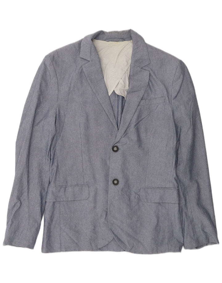 Jaqueta blazer masculina de 2 botões Jack Wills Reino Unido 38 algodão azul médio