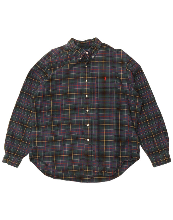 Camisa masculina de flanela Ralph Lauren Classic Fit 2XL verde xadrez