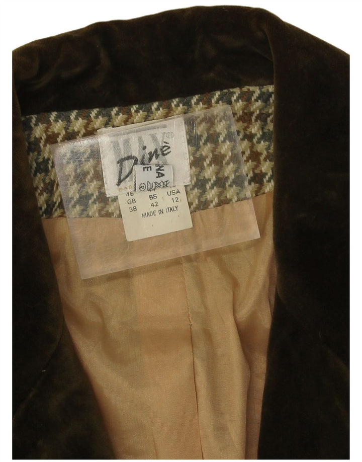 Jaqueta blazer feminina vintage com 1 botão UE 38 médio bege houndstooth
