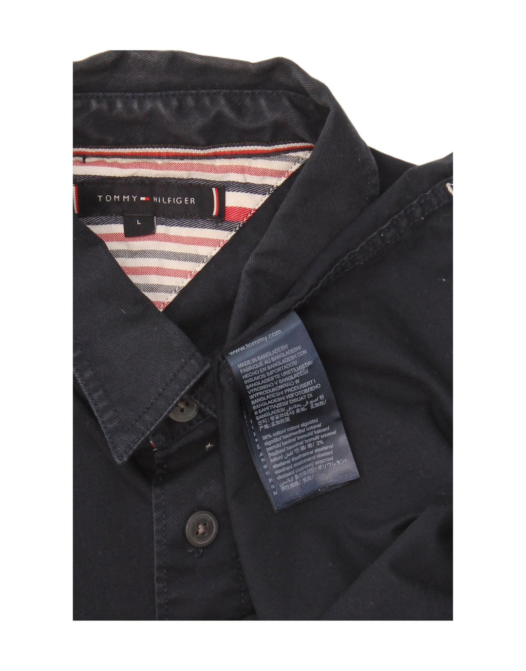 Camisa masculina TOMMY HILFIGER grande algodão azul marinho
