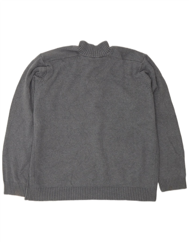 Suéter masculino Marks & Spencer Blue Harbor com botão e gola 2XL cinza