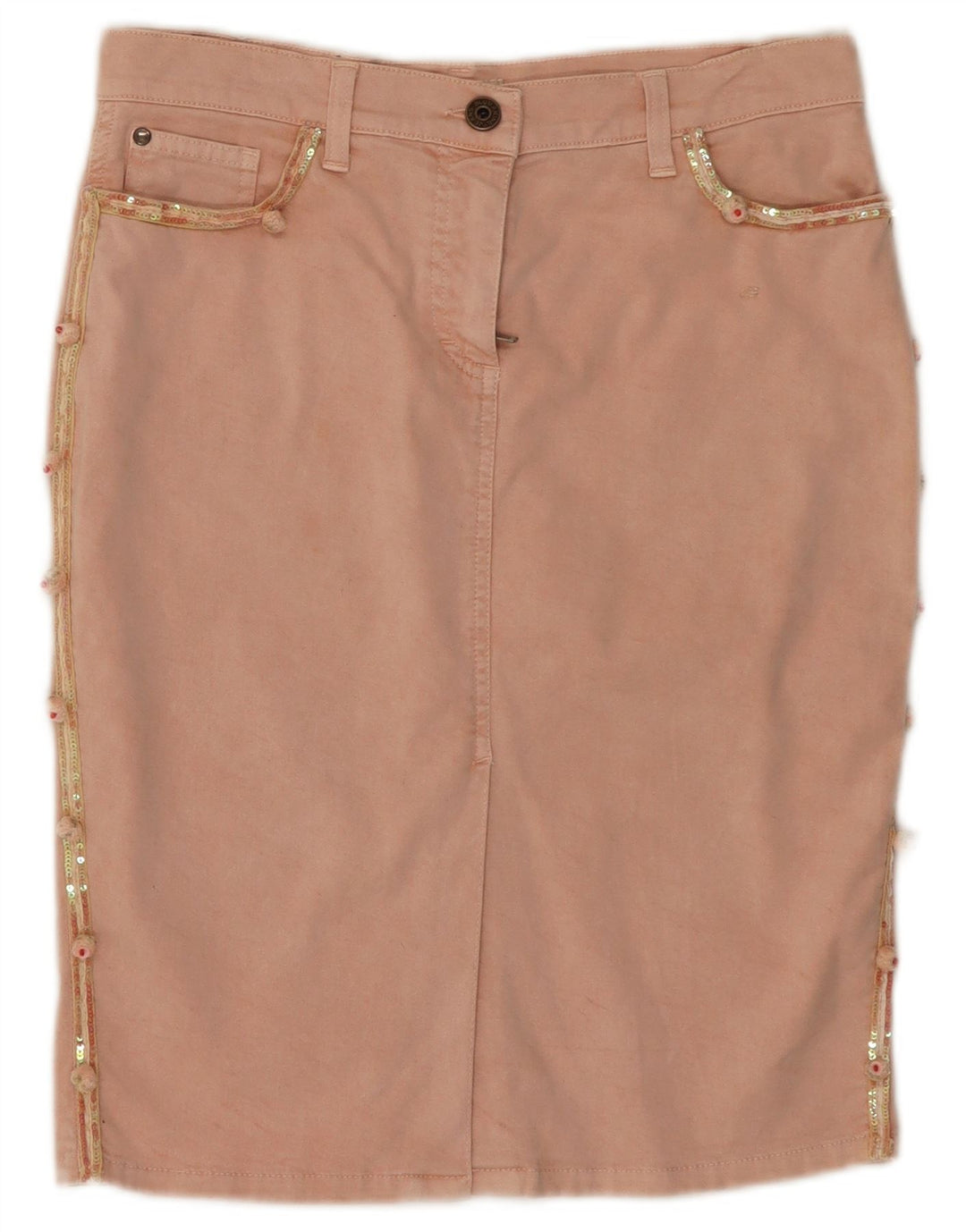 Saia jeans feminina Blumarine IT 42 médio W30 algodão rosa