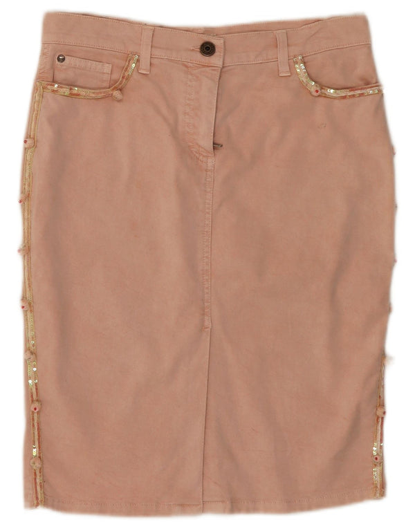 Saia jeans feminina Blumarine IT 42 médio W30 algodão rosa