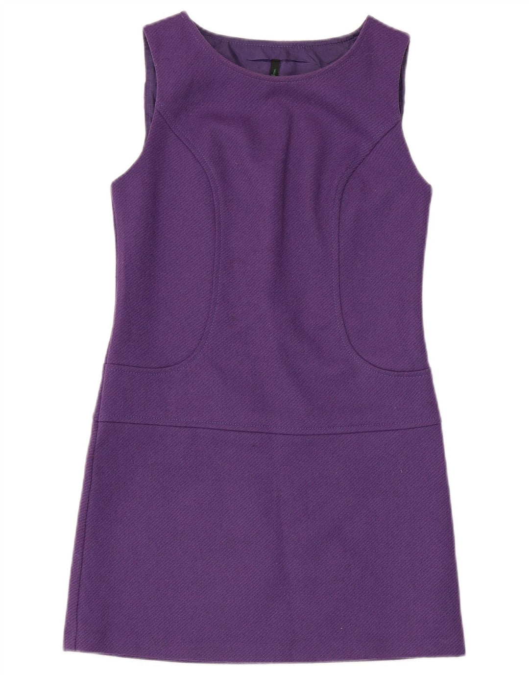 Vestido feminino sem mangas BENETTON Reino Unido 6 XS roxo lã virgem
