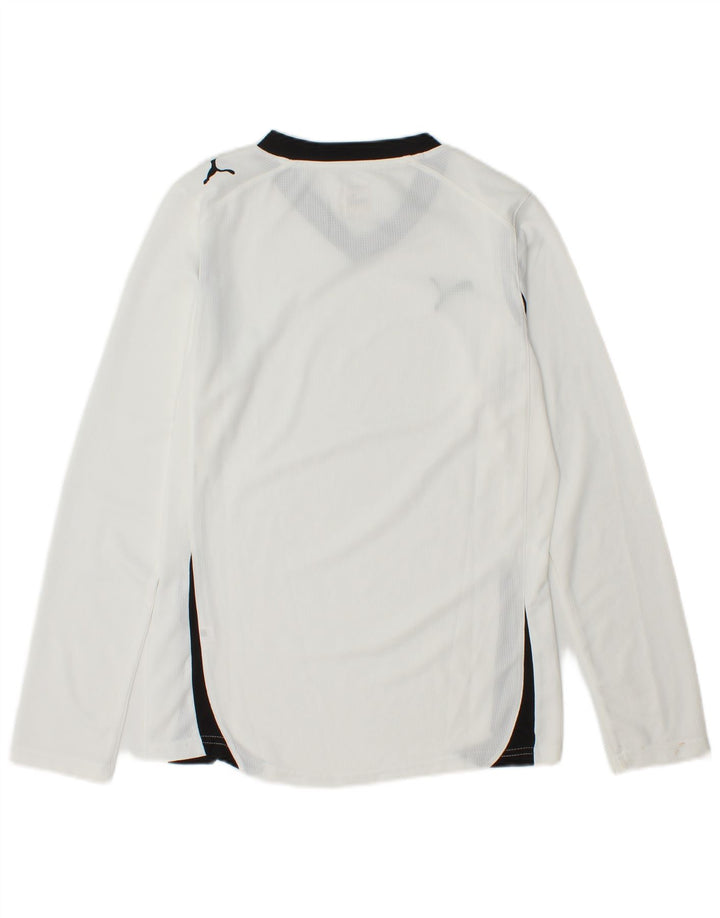 Top feminino PUMA de manga comprida UK 10 pequeno bloco colorido branco