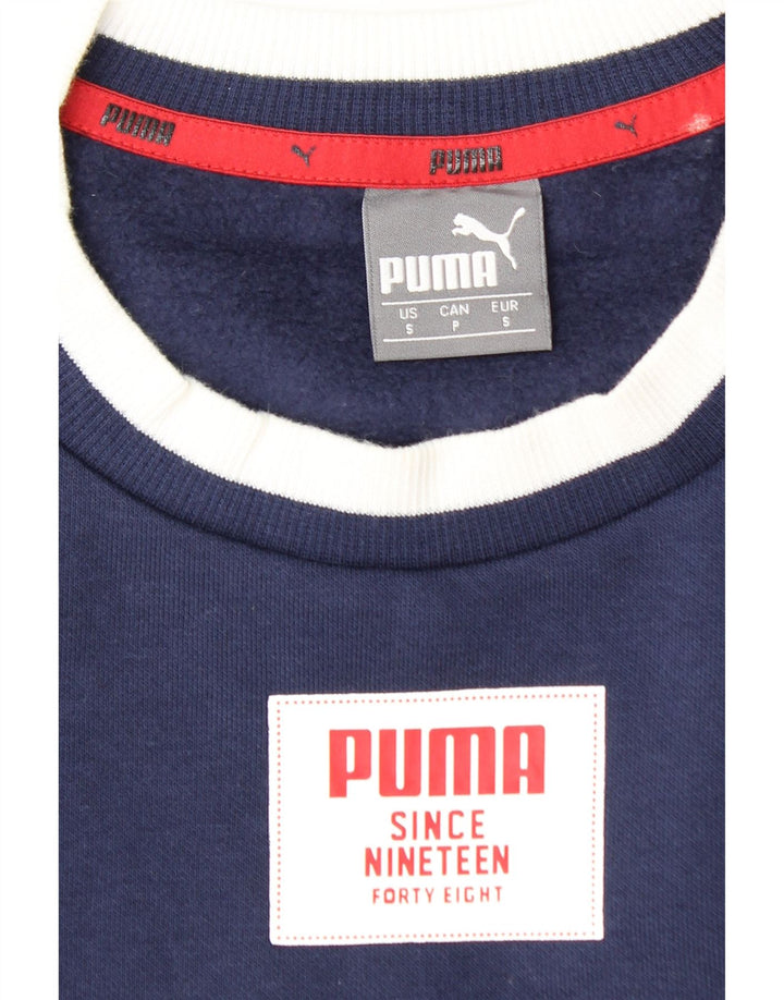 PUMA masculino gráfico moletom jumper pequeno azul marinho colorblock