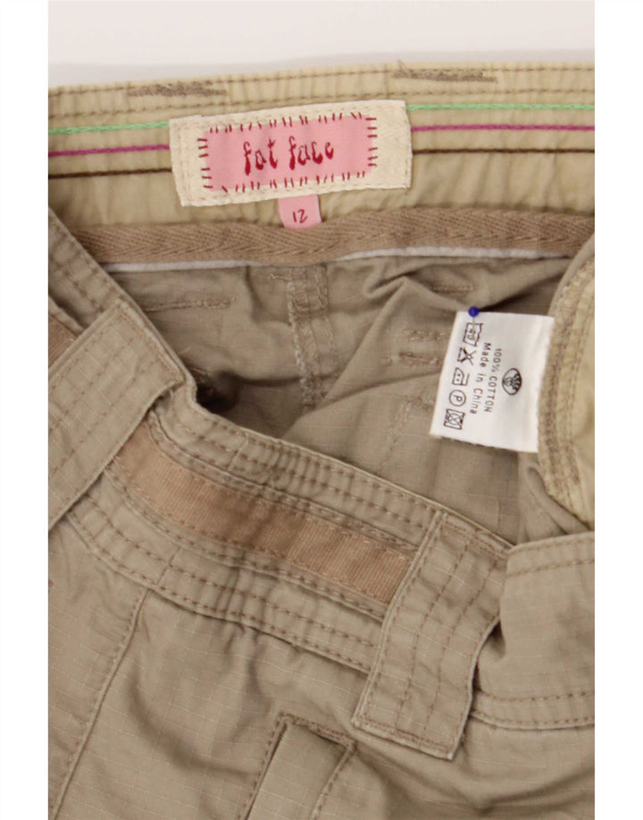 Shorts cargo feminino Fat Face UK 12 médio W30 algodão cáqui