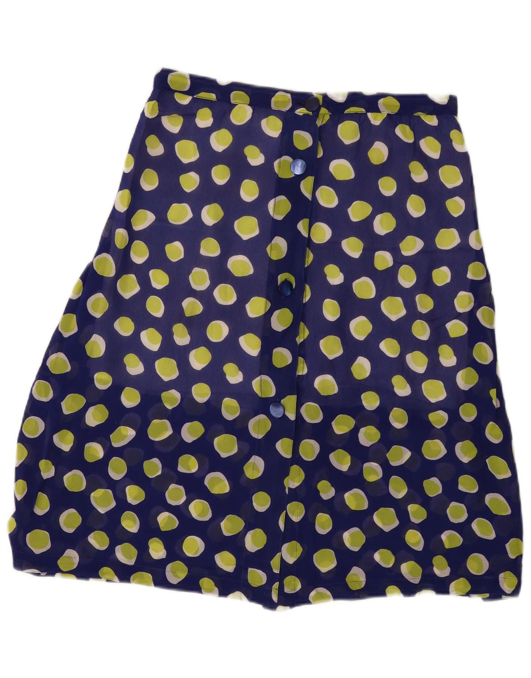 Saia vintage feminina linha A W30 médio azul marinho manchado