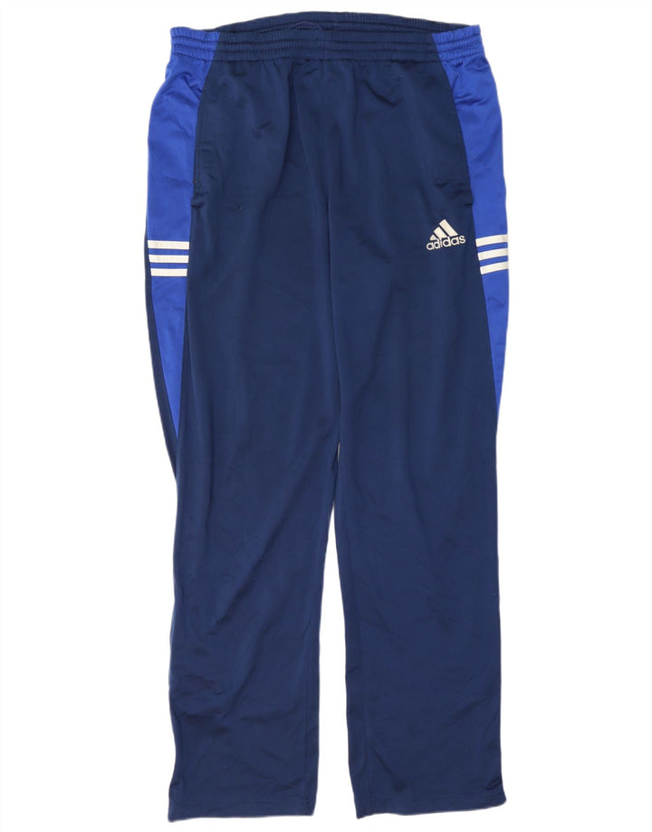 Calça de treino masculina Adidas grande azul marinho colorblock poliéster