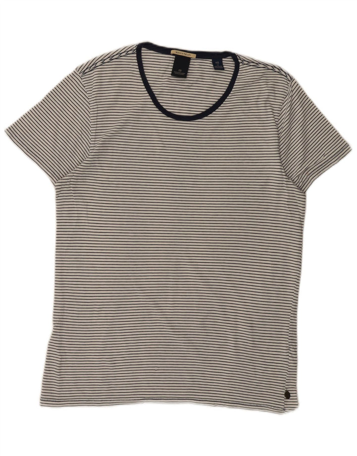 SCOTCH & SODA Camiseta masculina de algodão listrado branco médio