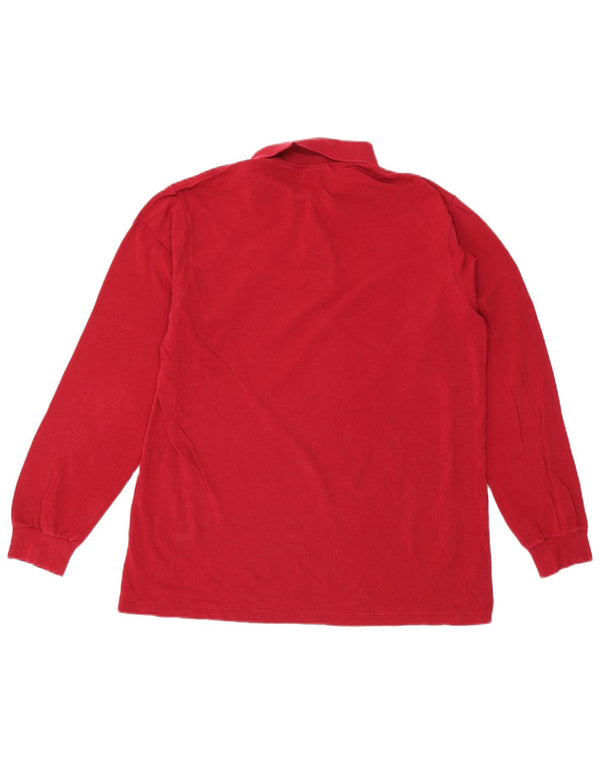 Camisa polo masculina de manga comprida Lacoste tamanho 4 médio algodão vermelho