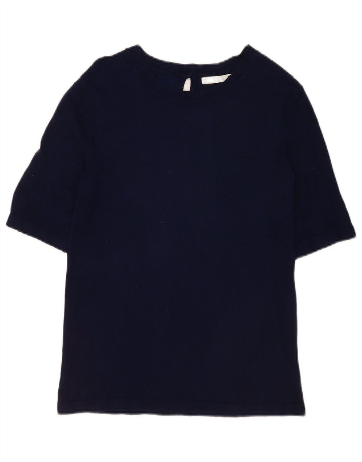 Camiseta feminina Zara UK 14 grande azul marinho
