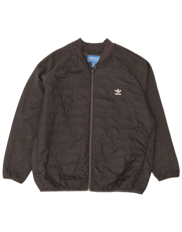 Jaqueta acolchoada masculina Adidas UK 42 XL poliéster preto