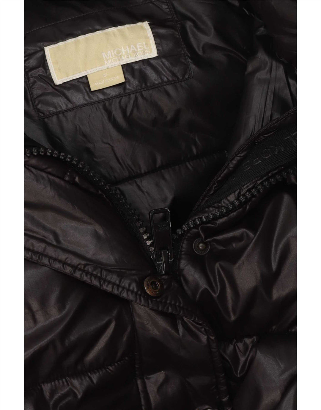 Jaqueta masculina acolchoada com capuz Michael Kors Reino Unido 38 poliéster preto médio