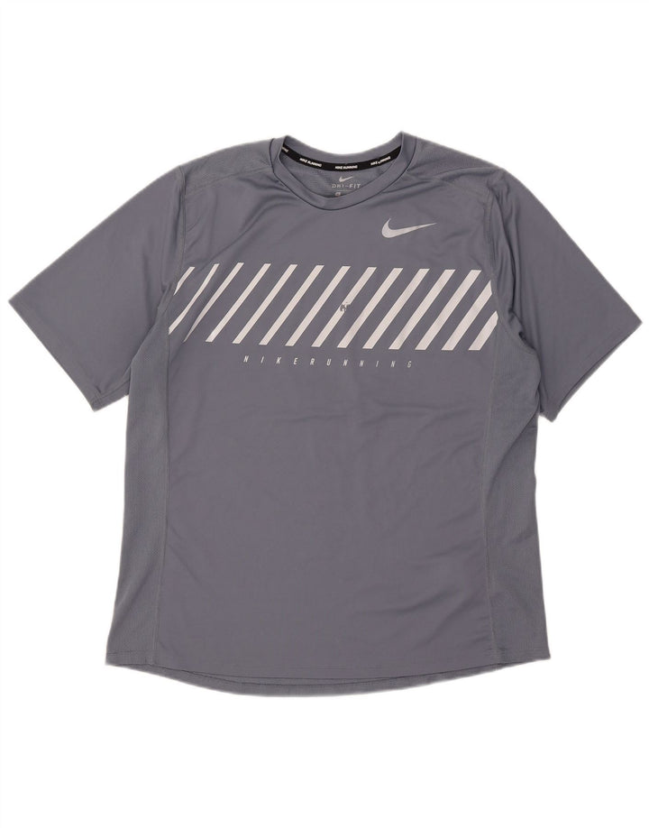 Camiseta Nike Masculina Dri Fit Graphic Top XL Cinza Listrado Poliéster