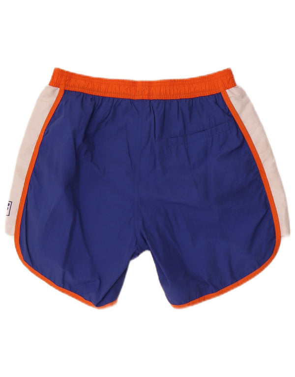 Shorts de natação feminino Fila UK 12 algodão colorblock azul médio