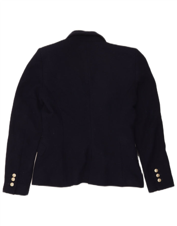 Jaqueta blazer feminina Zara com 1 botão Reino Unido 12 poliéster azul marinho médio