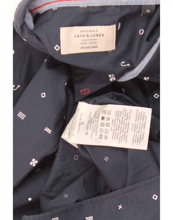 Camisa masculina Jack & Jones com estampa abstrata de poliéster azul marinho médio