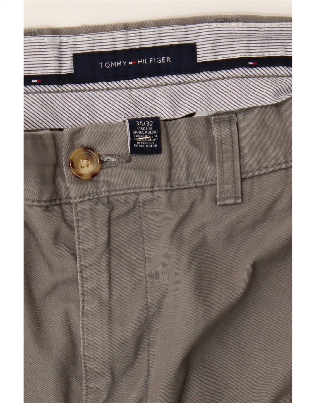 TOMMY HILFIGER Mens Straight Chino Trousers W34 L32 Grey Cotton Vintage Tommy Hilfiger and Second-Hand Tommy Hilfiger from Messina Hembry 