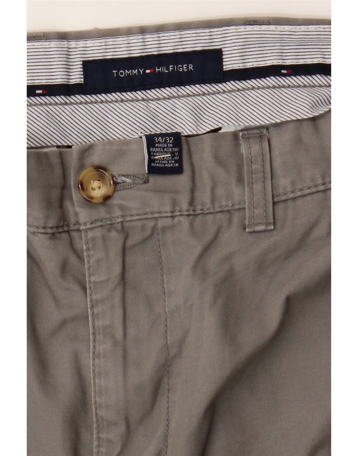TOMMY HILFIGER Mens Straight Chino Trousers W34 L32 Grey Cotton Vintage Tommy Hilfiger and Second-Hand Tommy Hilfiger from Messina Hembry 