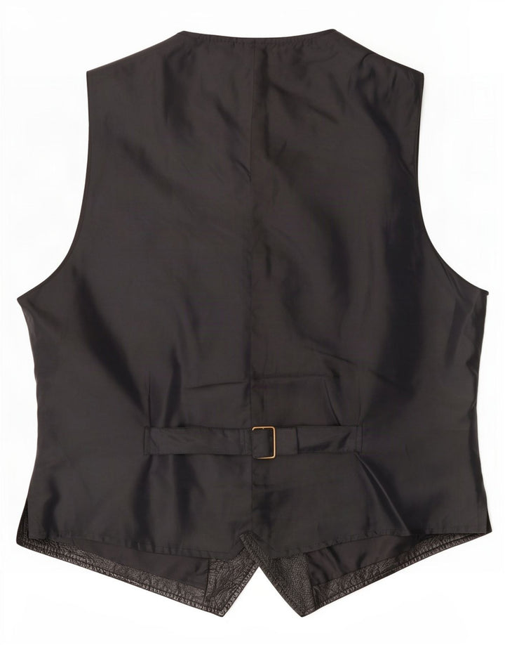 Colete de couro masculino vintage IT 54 XL preto