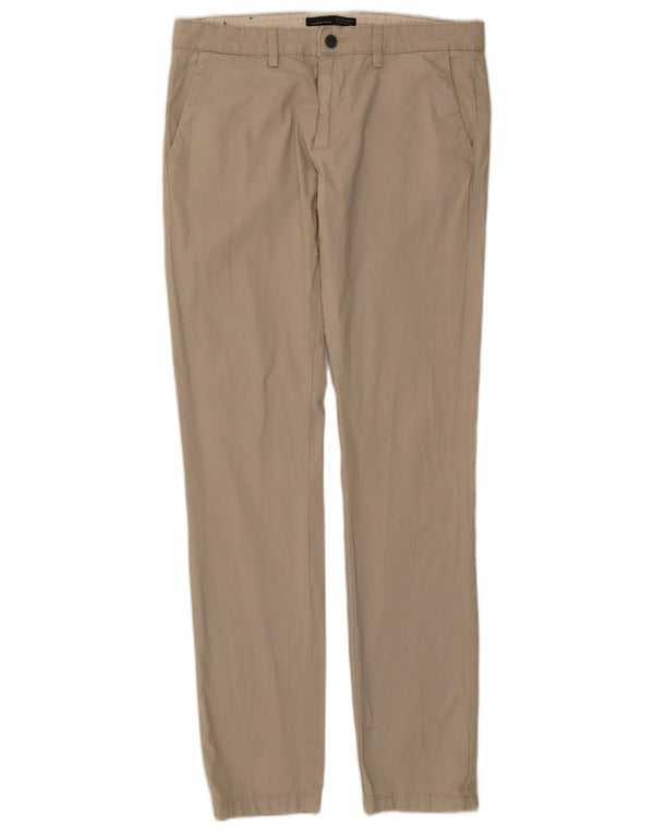 Zara Mens Slim Chino Calças EU 40 Médio W31 L33 Algodão Bege